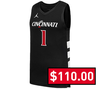 Mens Cincinnati Bearcats Black Nike Replica Game Basketball Jersey