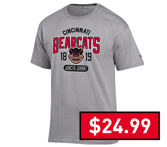 Cincinnati Bearcats Ash Champion Bearcat Juncta Juvant Short Sleeve T Shirt | $24.99